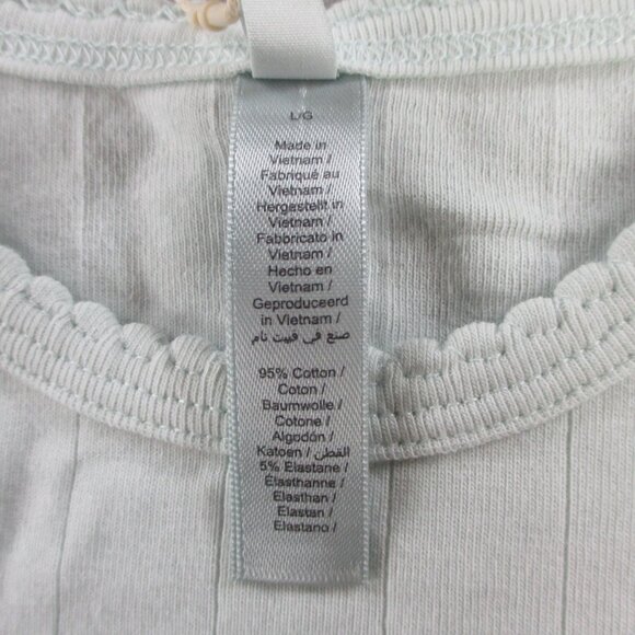 SKIMS Drop Needle Cropped Tank Top Womens Large Frost Blue Pointelle Crewneck - Picture 5 of 10